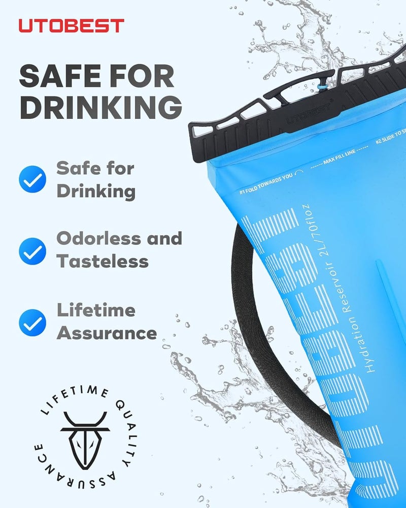 UTOBEST Hydration Bladder,TPU Water Bladder,Water Bladder for Hiking Backpack,BPA Free,Wide Opening,Leak-Proof,Water Reservoir for Hiking Cycling Camping Running - Image 2
